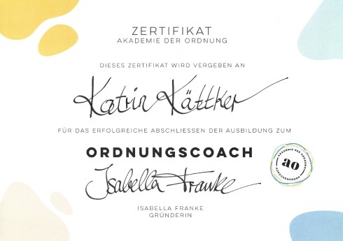 Katrin Kättker - Zertifikat Ordnungscoach